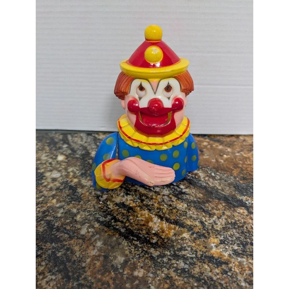 Vintage 70s/80s Eating Clown Plastic Circus Coin Bank carnival (No Bottom)